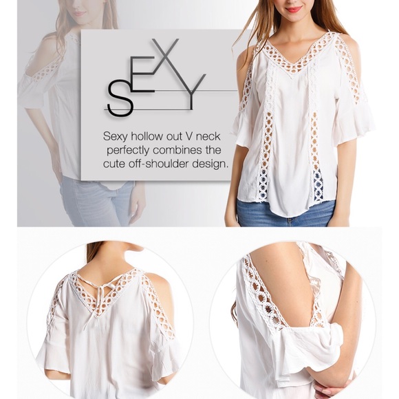 Sweet & Sexy Off-Shoulder V-Neck Summer Beach Top - Picture 6 of 8